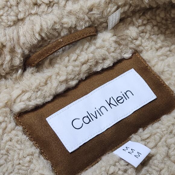 Calvin Klein Jacket Mens Medium Sherpa Coach Brown Cognac Western Yellowstone - Picture 9 of 9